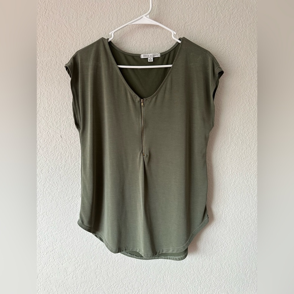 Army green top for women